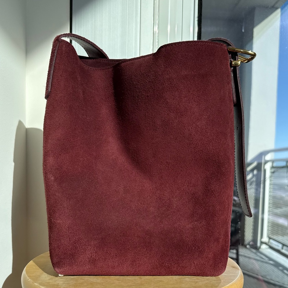Madewell Burgundy Suede Essential Bucket Bag
